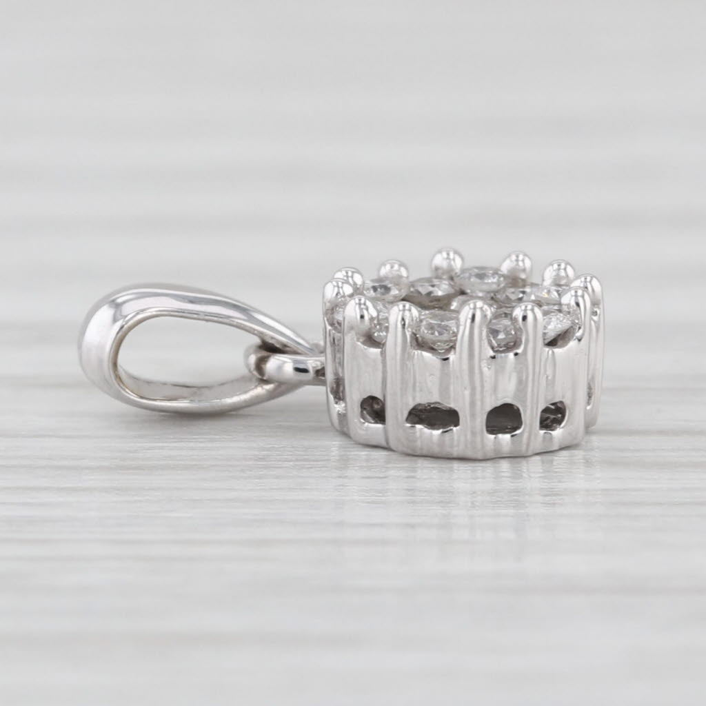 0.24ctw Diamond Cluster Pendant 14k White Gold Small Drop