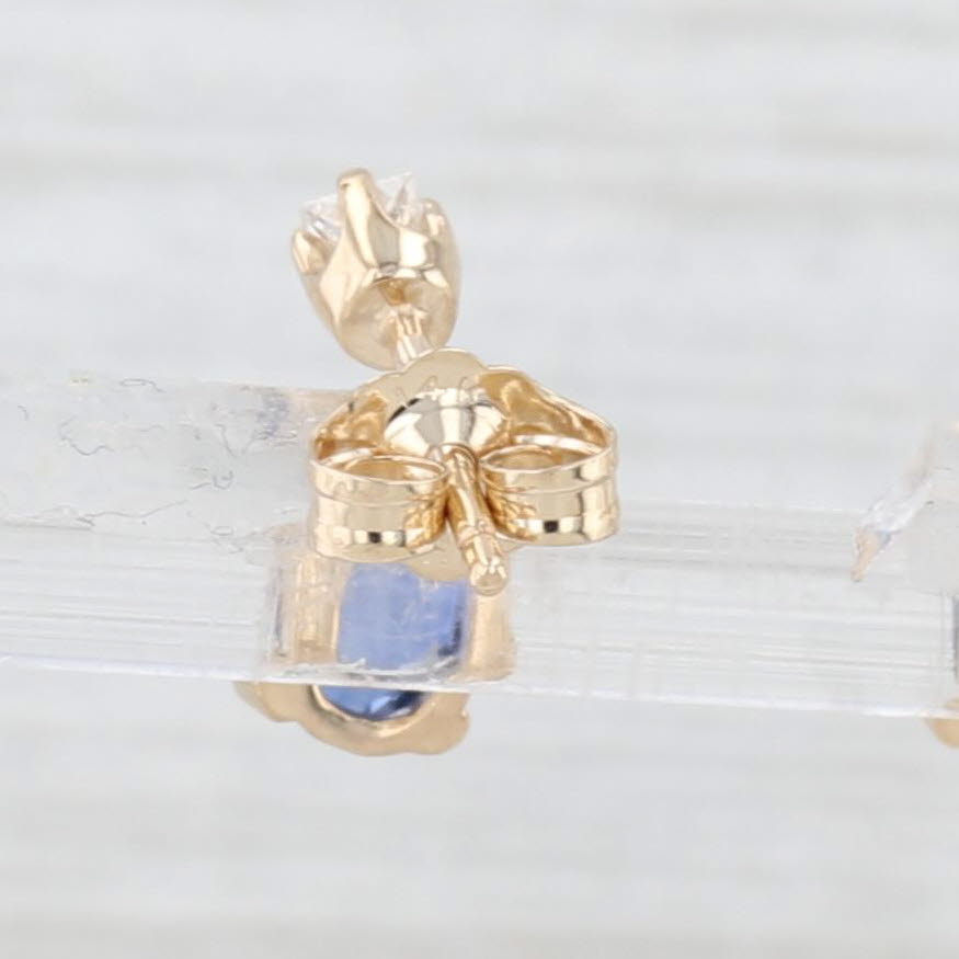 Light Gray 1.20ctw Blue Sapphire Diamond Dangle Earrings 14k Yellow Gold