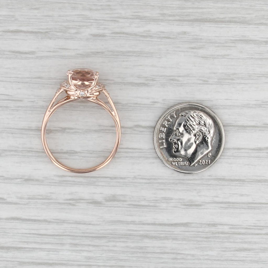 2.57ctw Morganite Diamond Ring 10k Rose Gold Size 7.25 Engagement
