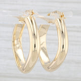 New Square Hoop Earrings 14k Yellow Gold Snap Top Pierced Oval Hoops