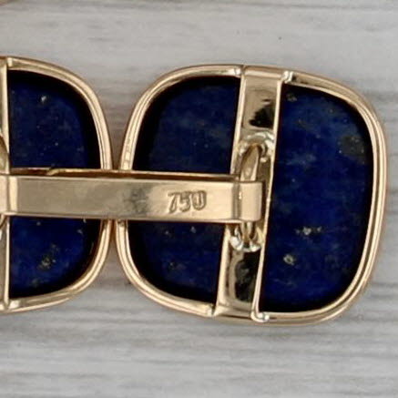 Vintage Lapis Lazuli Cufflinks 18k Yellow Gold Blue Stone