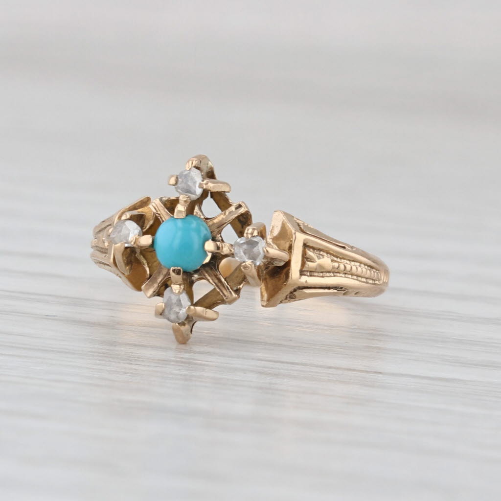Antique Rose Cut Diamond Ring 18k Yellow Gold Size 4.25 Ornate