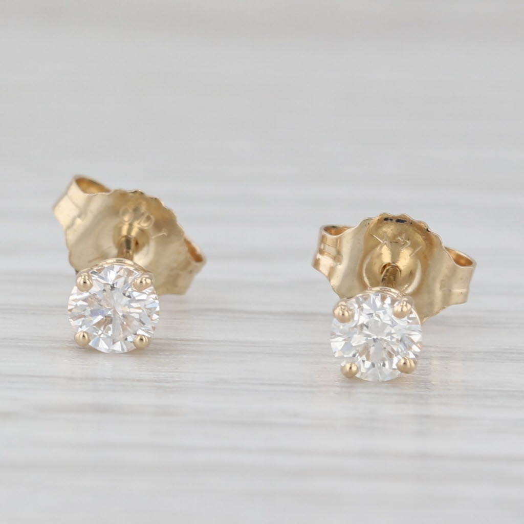 Light Gray 0.35ctw Diamond Round Brilliant Solitaire Stud Earrings 14k Yellow Gold