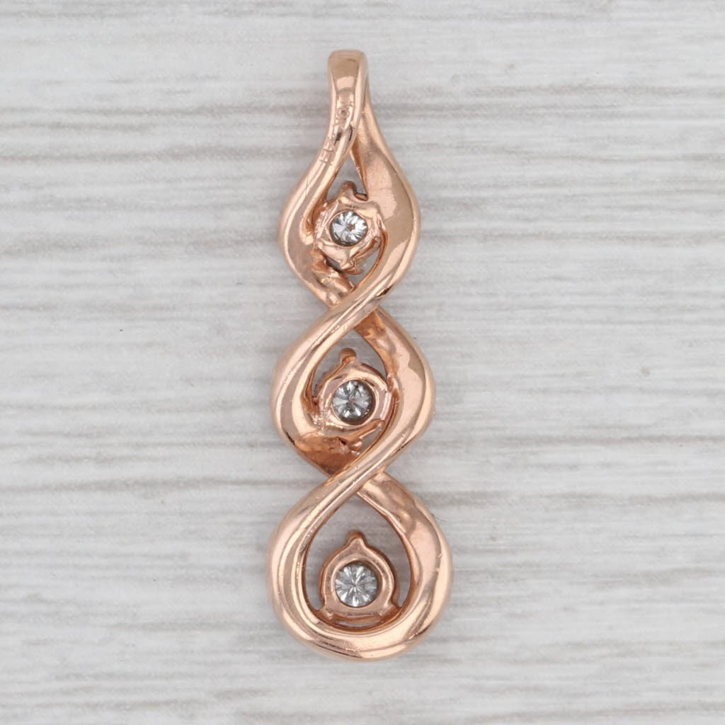 Light Gray 0.20ctw Diamond Swirl Journey Pendant 10k Rose Gold Floating Drop