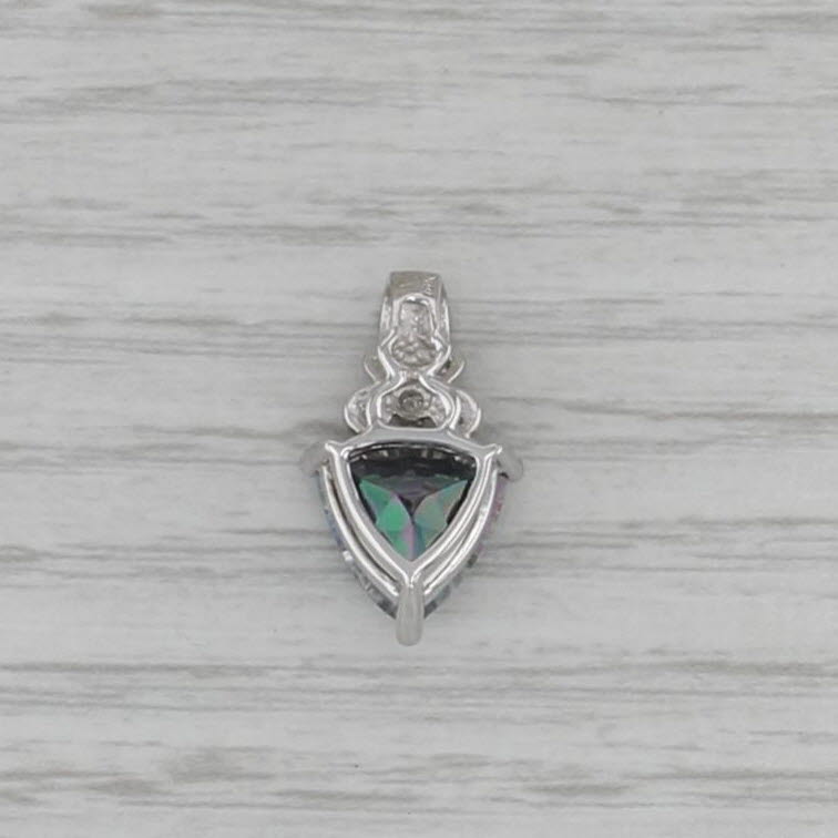 4.04ctw Mystic Topaz Diamond Pendant 14k White Gold Small Drop