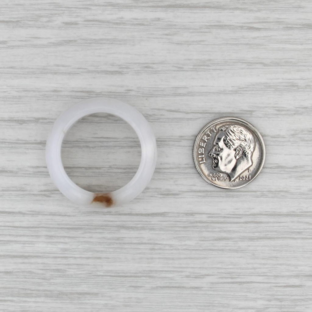 Marbled Jadeite Jade Band Ring Size 9.25 10.8mm