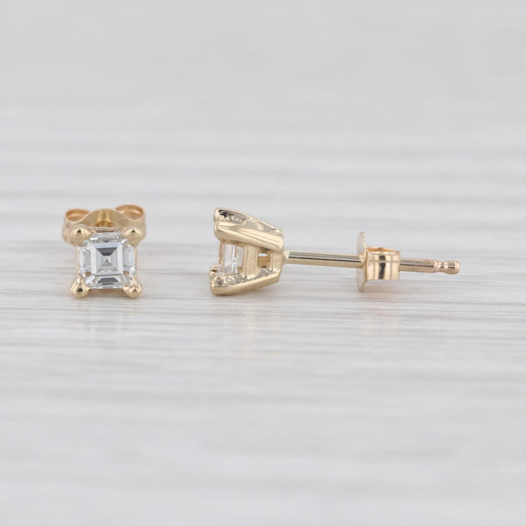 0.36ctw Square Diamond Solitaire Stud Earrings 14k Yellow Gold Studs VS2 G-H