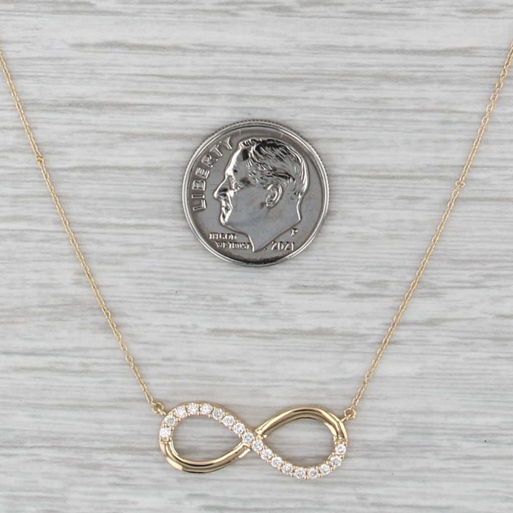 0.16ctw Diamond Infinity Knot Pendant Necklace 18k Yellow Gold 16.25-17.75"