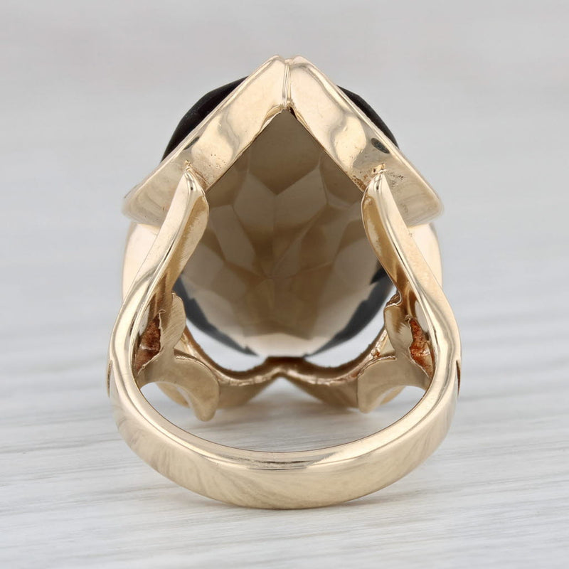 Large 11.65ct Smoky Quartz Ring 10k Yellow Gold Sz 5.75 Oval Solitaire Cocktail