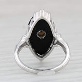 Light Gray Vintage Onyx Diamond Signet Ring 10k White Gold Size 5.75 Hallmark