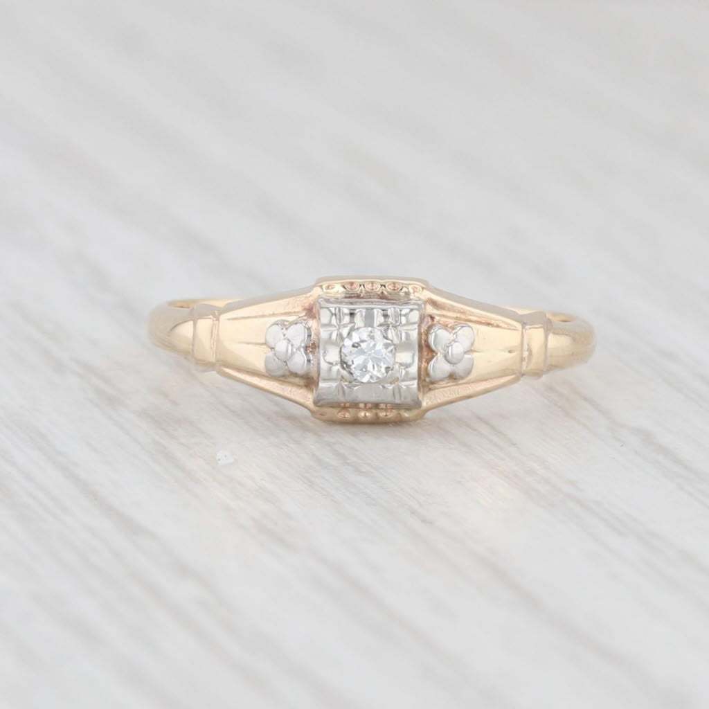 Light Gray Vintage Diamond Solitaire Ring 14k Yellow Gold Size 6