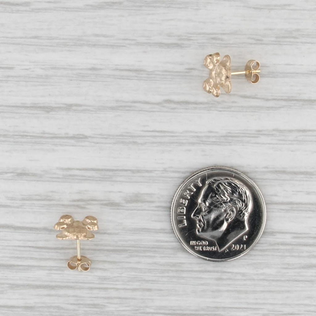 Cute Little Teddy Bear Stud Earrings 14k Yellow Gold Small Studs