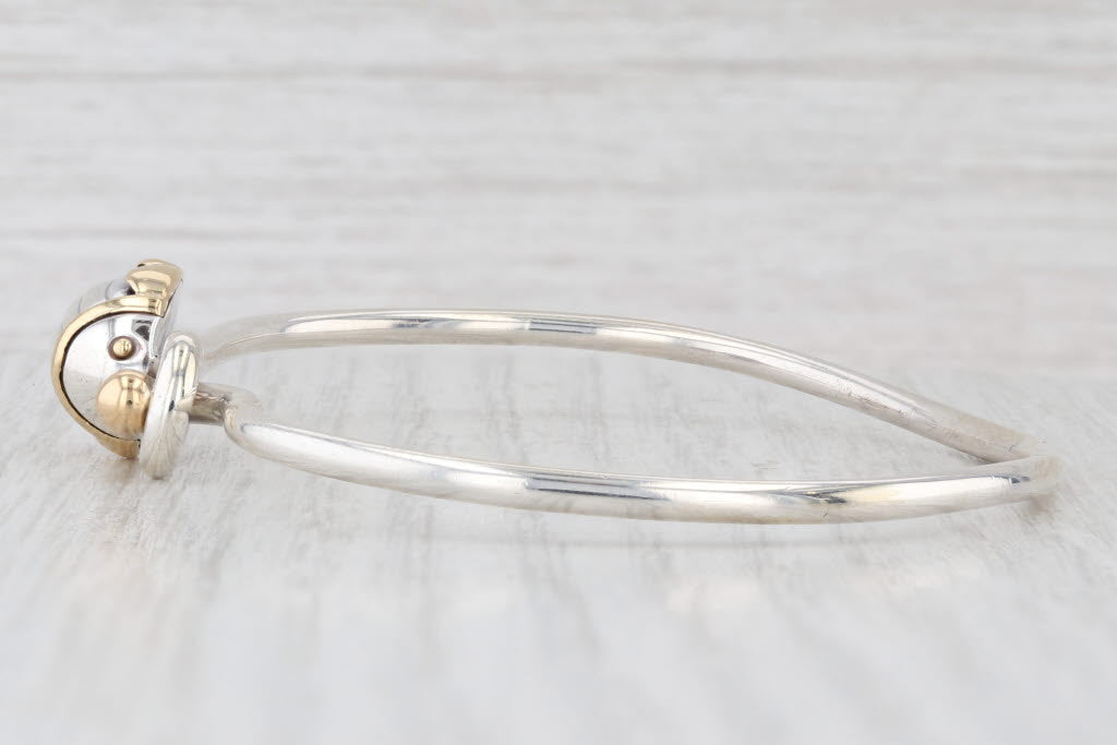 Light Gray Tiffany Scarab Bangle Bracelet w/ Pouch Box Sterling Silver 18k Gold 7"
