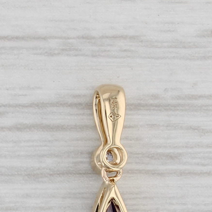 Gray New 1.79ctw Amethyst Diamond Teardrop Pendant 14k Yellow Gold