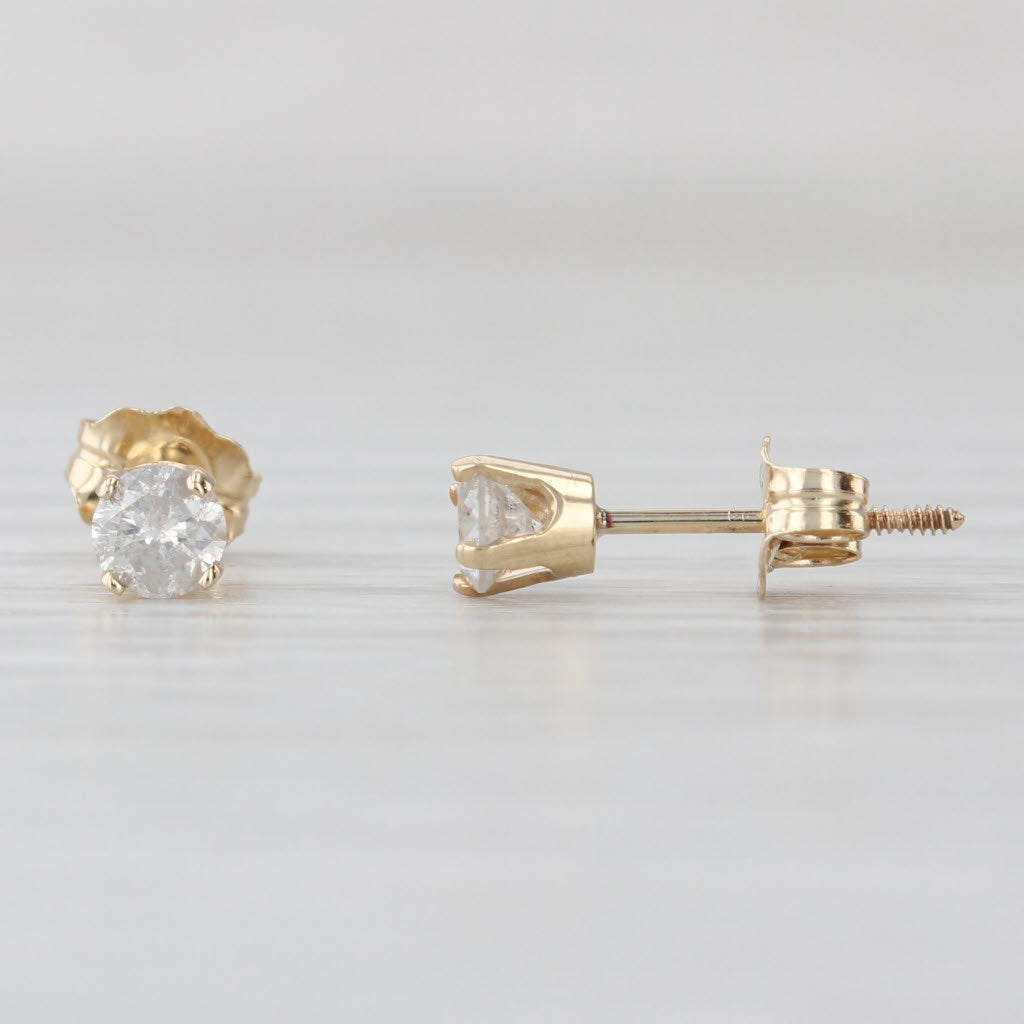 0.29ctw Diamond Stud Earrings 14k Yellow Gold Screw Back Studs Round Solitaires