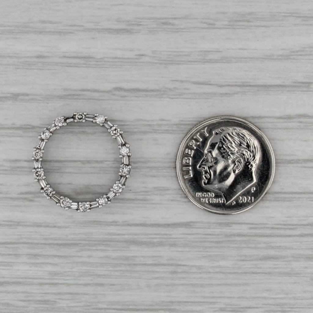 0.29ctw Diamond Eternity Circle Pendant 10k White Gold Floating Drop