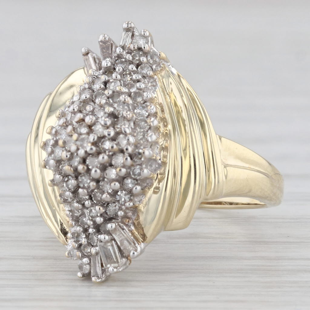 Light Gray 0.25ctw Diamond Cluster Ring 10k Yellow Gold Size 7.25