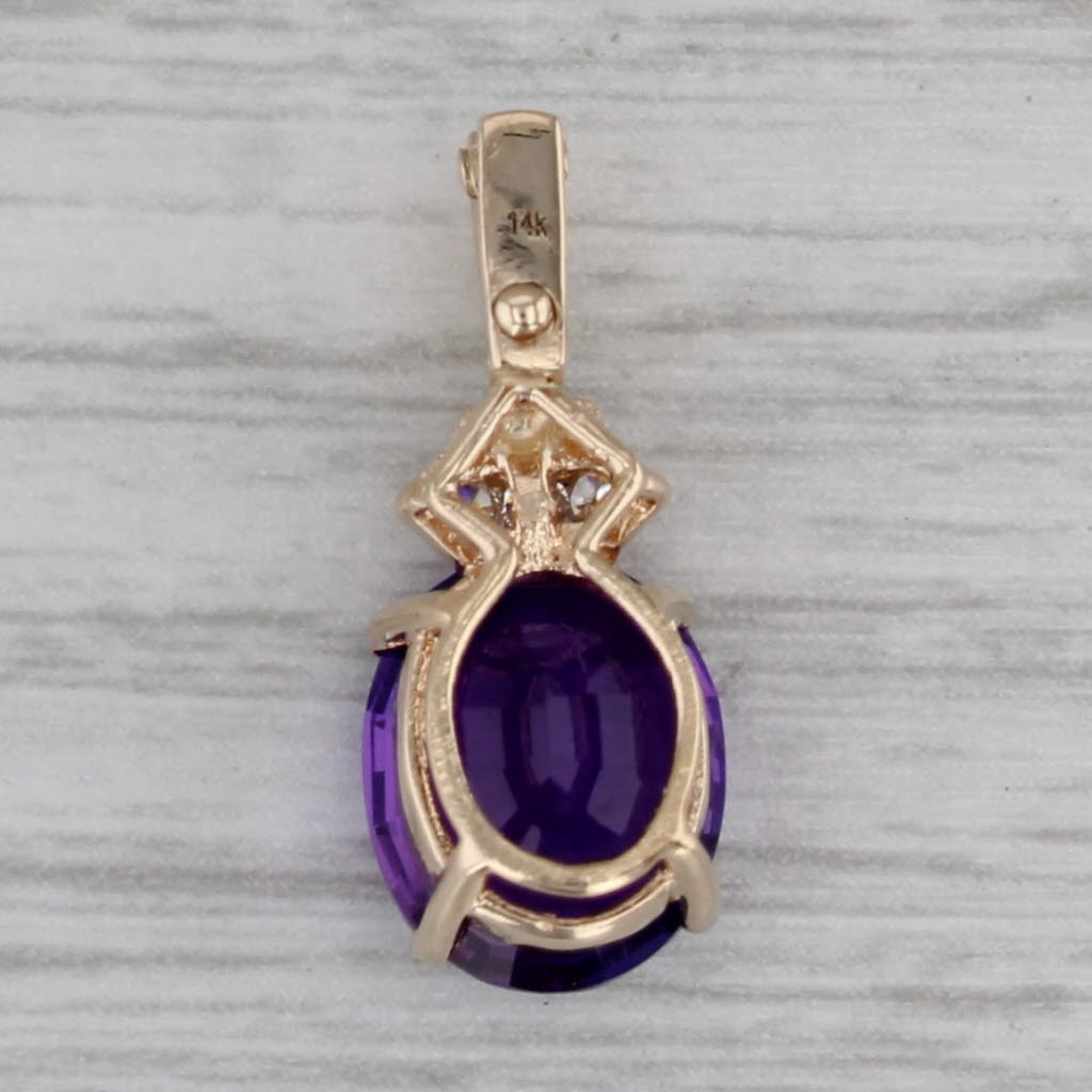 Gray 2.64ctw Oval Amethyst Diamond Pendant 14k Yellow Gold