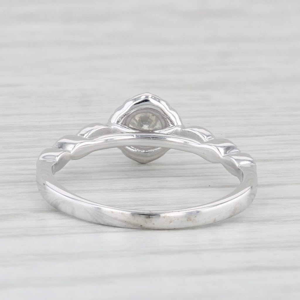 Light Gray 0.29ctw Round Diamond Halo Engagement Ring 10k White Gold Size 5