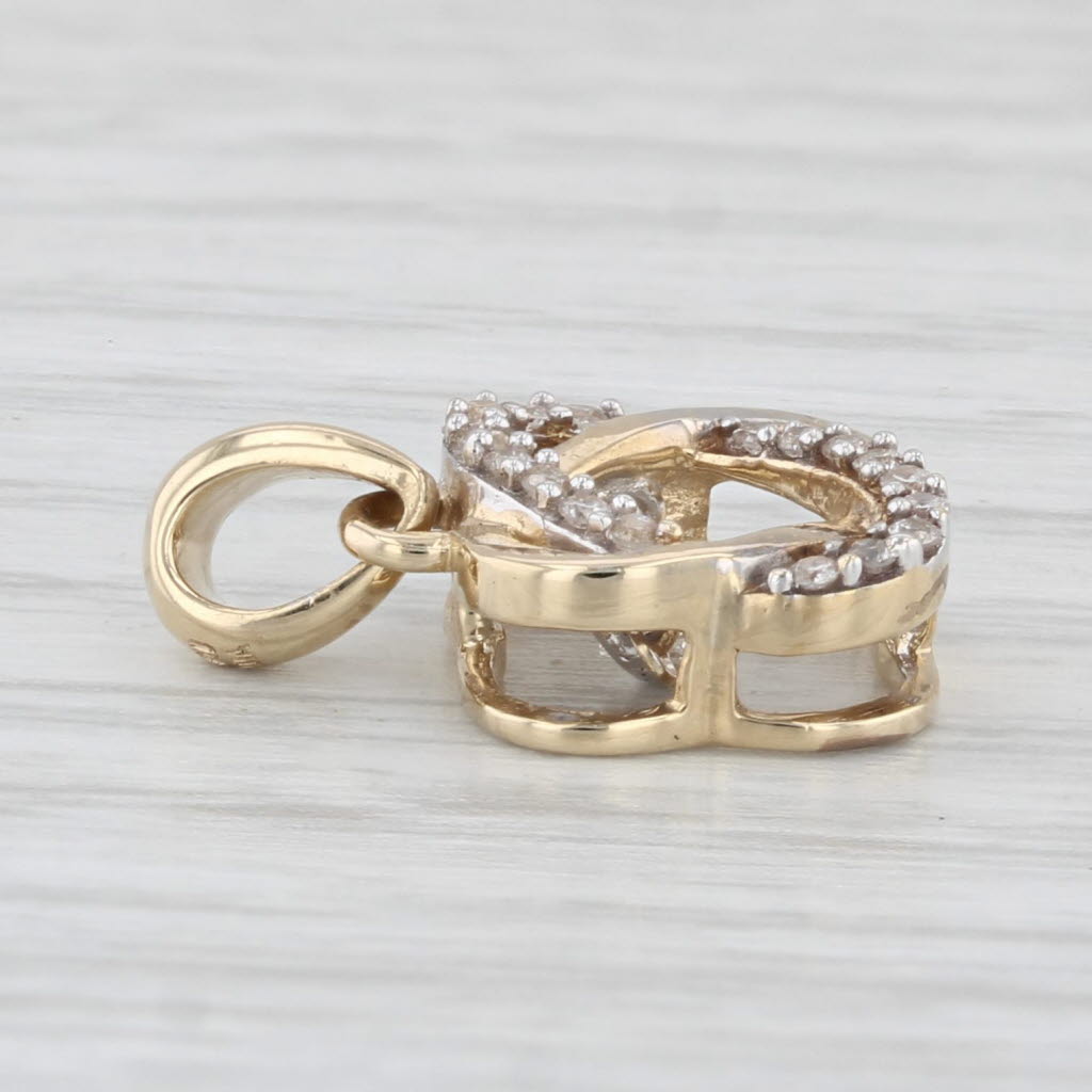 Light Gray Moving Floating Diamond Knot Pendant 14k Yellow Gold Small Drop