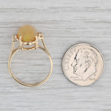 Yellow Opal Oval Cabochon Solitaire Ring 14k Yellow Gold Size 6.25