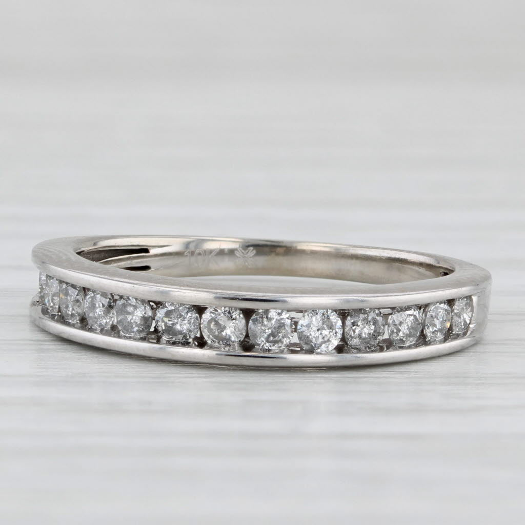 Light Gray 0.40ctw Diamond Wedding Band 10k White Gold Size 7 Stackable Ring