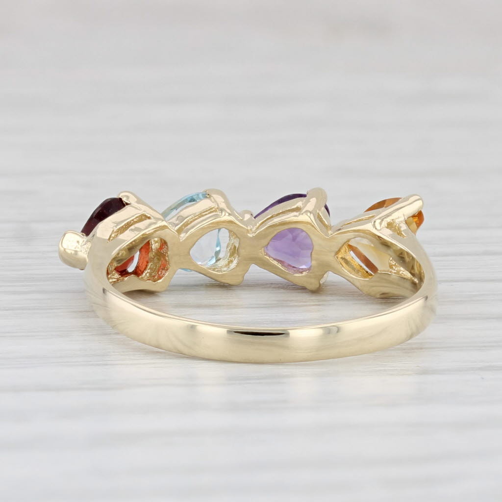 Light Gray 2ctw Gemstone Hearts Ring 14k Yellow Gold Size 8 Citrine Amethyst Topaz Garnet