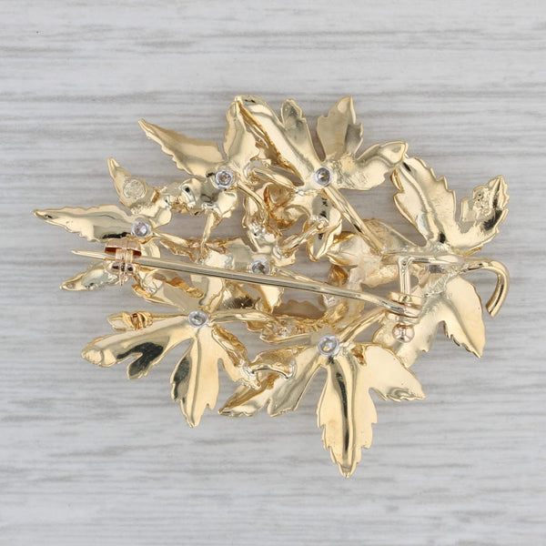 0.35ctw Diamond Flower Brooch 10k Yellow Gold Floral Statement Pin