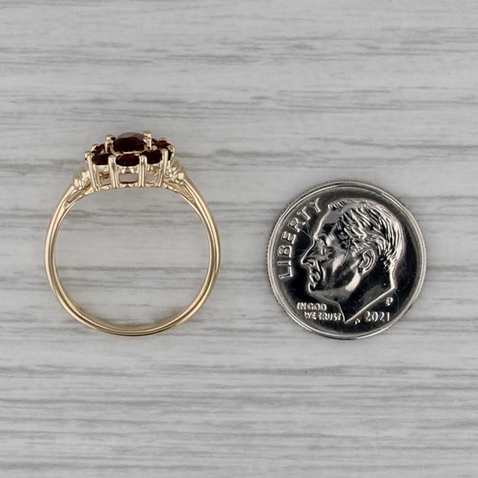 1.25ctw Oval Garnet Halo Cluster Ring 14k Yellow Gold Size 6.5