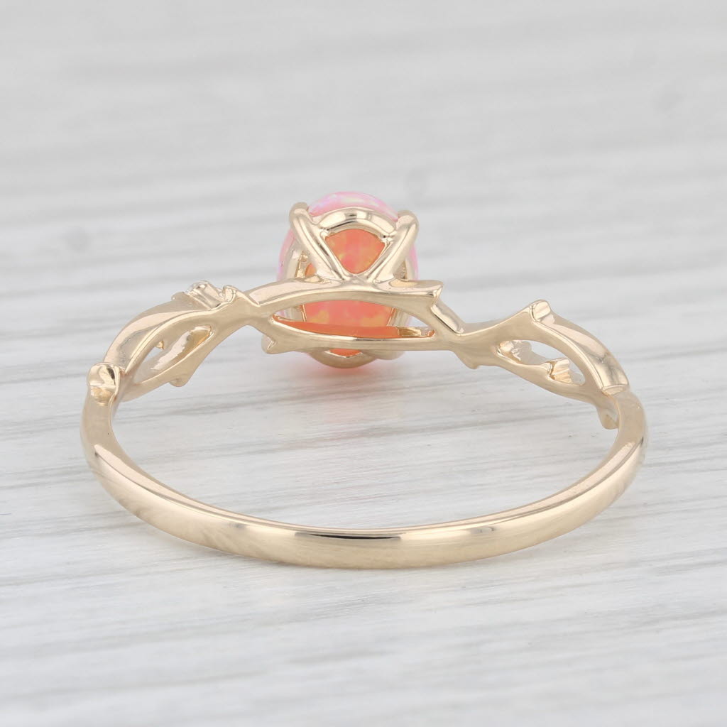 Light Gray Lab Created Opal Cubic Zirconia Ring 10k Yellow Gold Size 11.25 Oval Solitaire