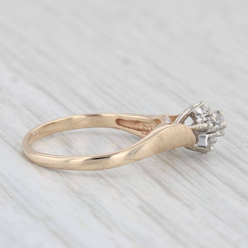 VS2 Diamond Flower Engagement Ring 14k Yellow Gold Size 4.25