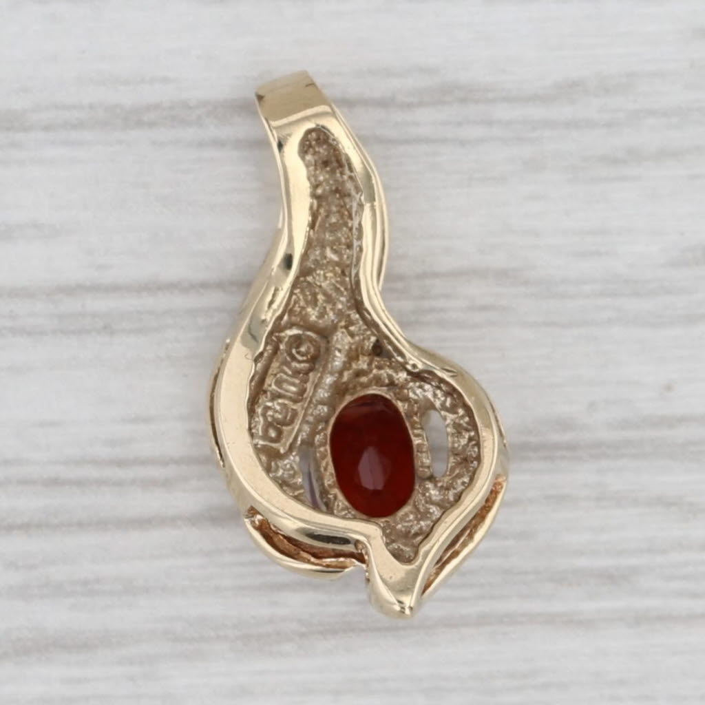 Light Gray 0.50ct Garnet Drop Pendant 10k Yellow Gold Diamond Accent