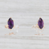 0.40ctw Amethyst Stud Earrings 14k Yellow Gold Marquise Solitaire Studs