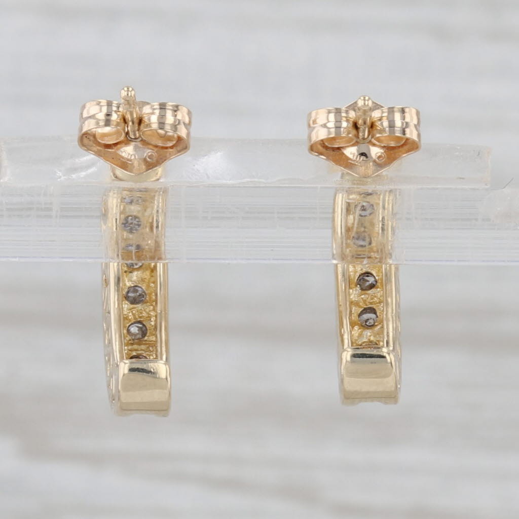 0.20ctw Diamond Journey Earrings 14k Yellow Gold Heart Accents J-Hook Drops