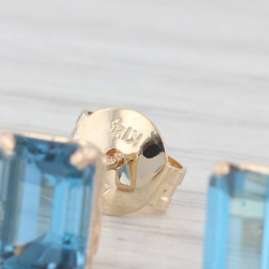 Light Gray 2.60ctw London Blue Topaz Stud Earrings 14k Yellow Gold Emerald Cut Solitaires