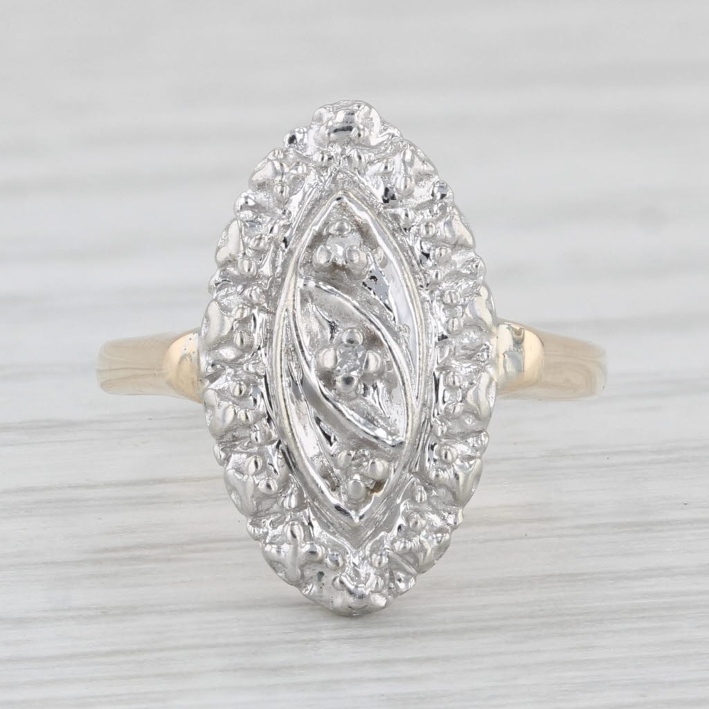 Light Gray Vintage Princess Diamond Ring 10k White Yellow Gold Size 4