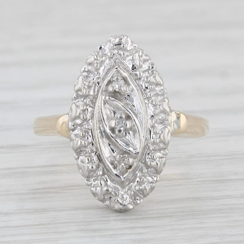 Vintage Princess Diamond Ring 10k White Yellow Gold Size 4
