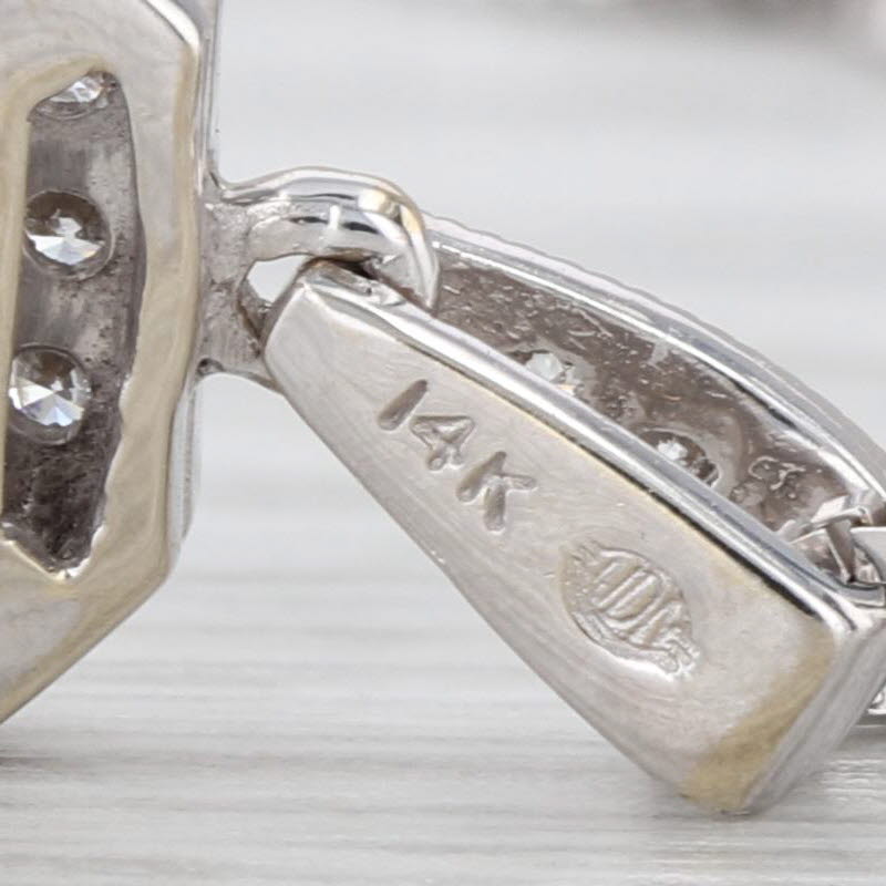 0.50ctw Princess Diamond Halo Pendant Necklace 14k White Gold 18" Box Chain