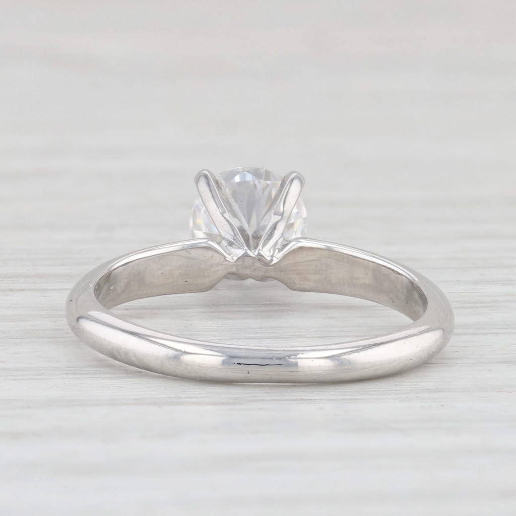 New 0.70ct Moissanite Engagement Ring Platinum Round Solitaire Size 5.5