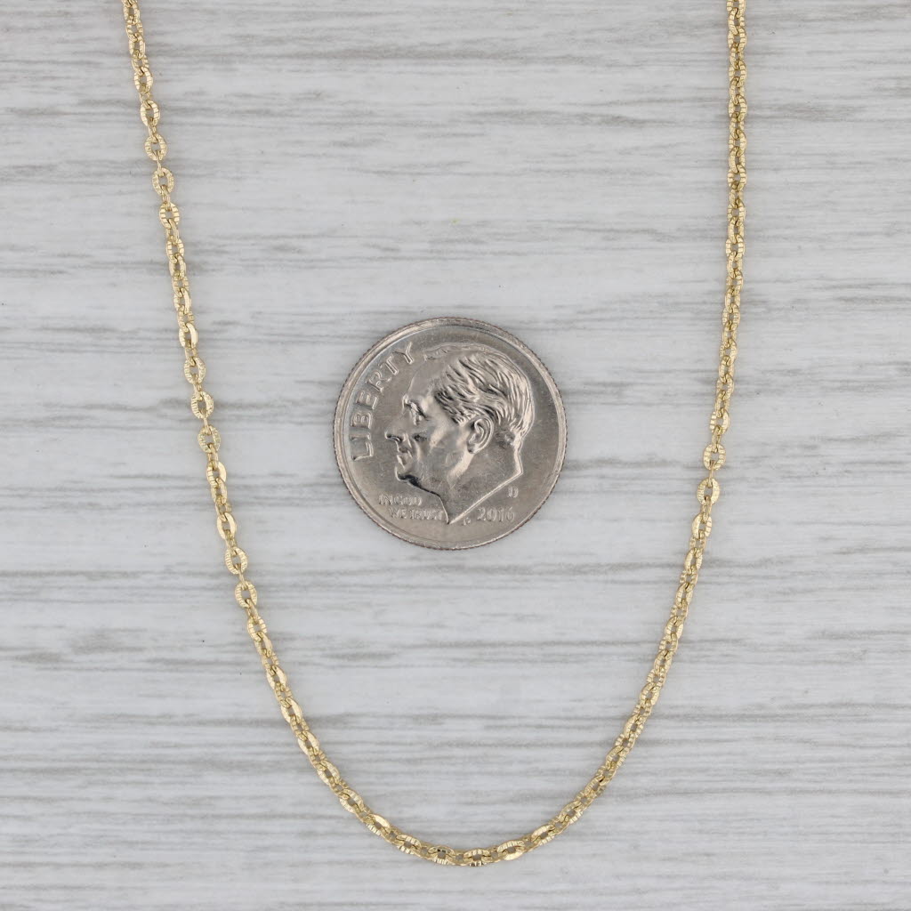 Gray Textured Cable Chain Necklace 14k Yellow Gold 17.5" 1.7mm