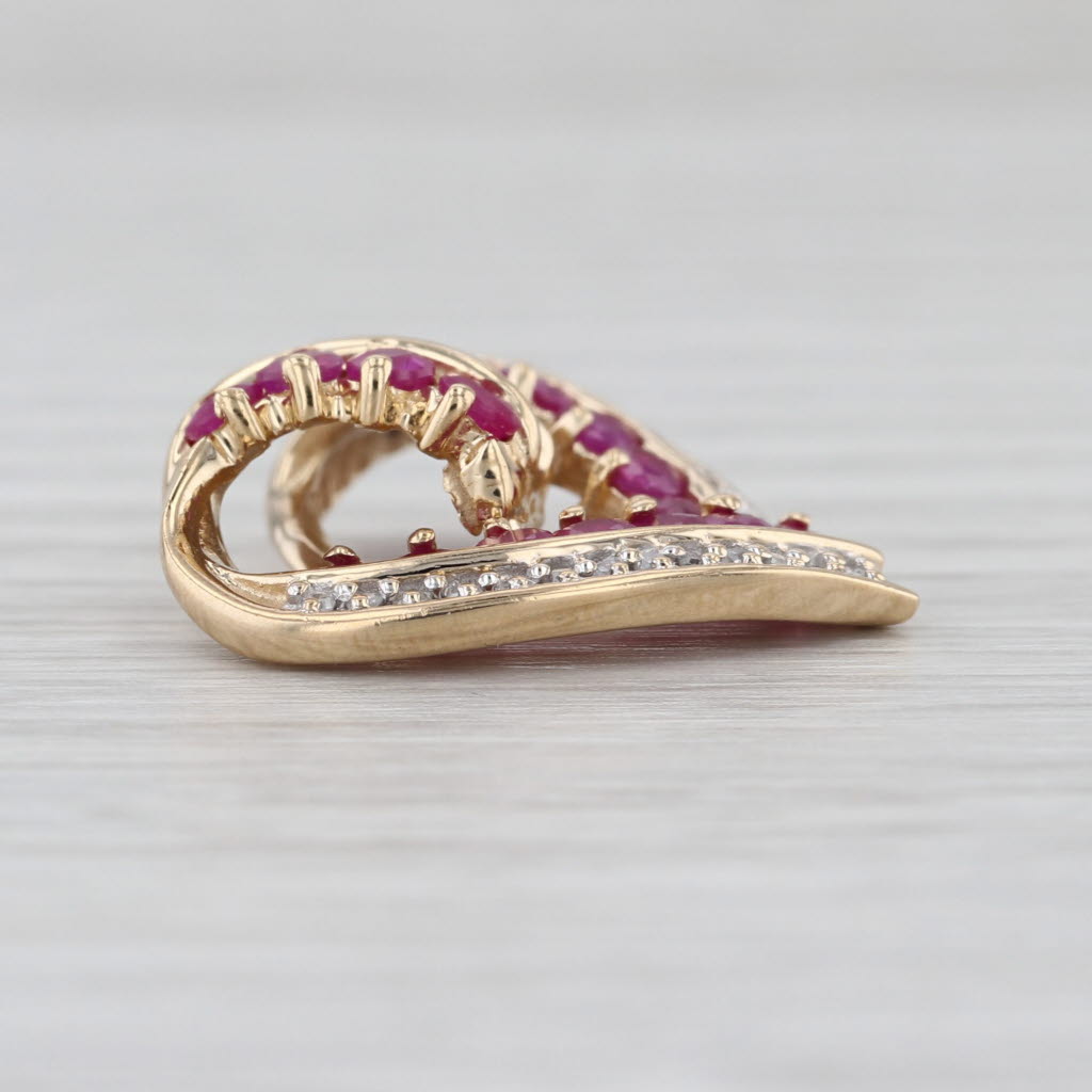 1.50ctw Pink Sapphire Diamond Open Heart Pendant 14k Yellow Gold