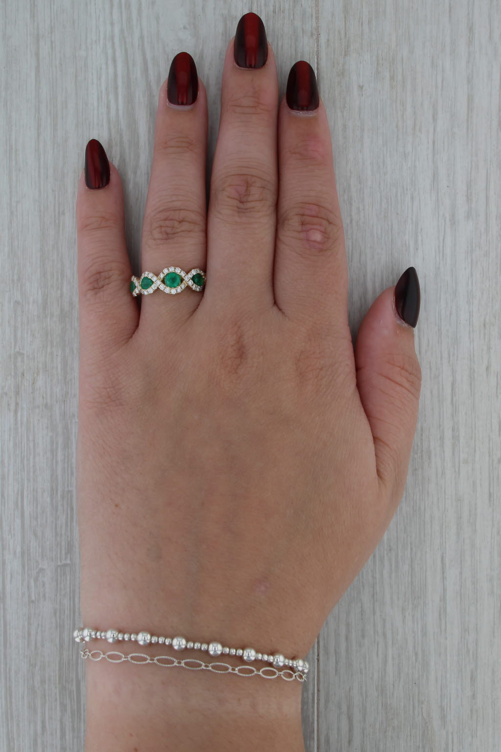 1.74ctw Emerald Diamond Twist Ring 14k Yellow Gold Size 8.25