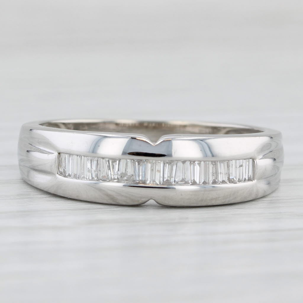 Light Gray 0.17ctw Diamond Men's Wedding Band 14k White Gold Size 10.25 Ring