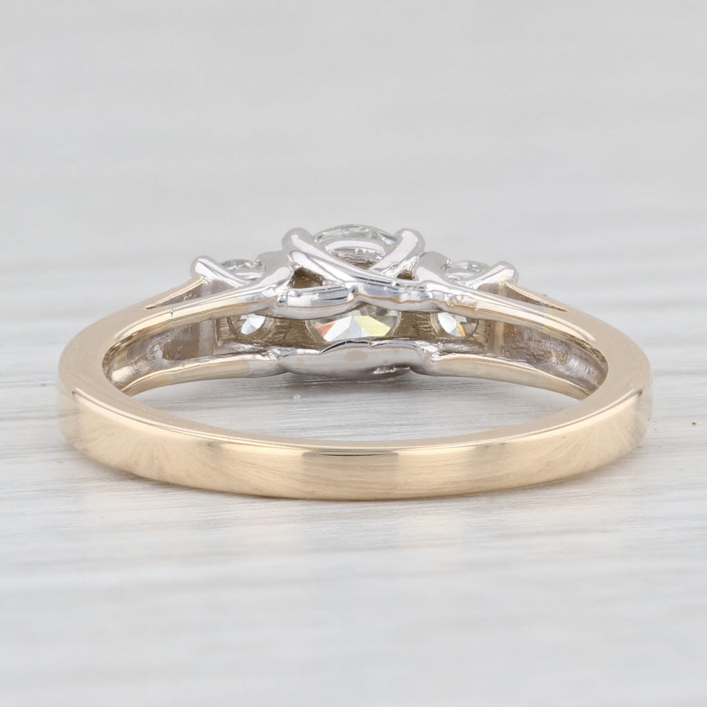 Light Gray 0.90ctw Round 3-Stone Engagement Ring 14k Yellow Gold Size 6.75