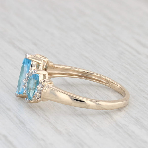 1.26ctw Blue Topaz Ring 10 Yellow Gold Marquise 3-Stone Size 6.75