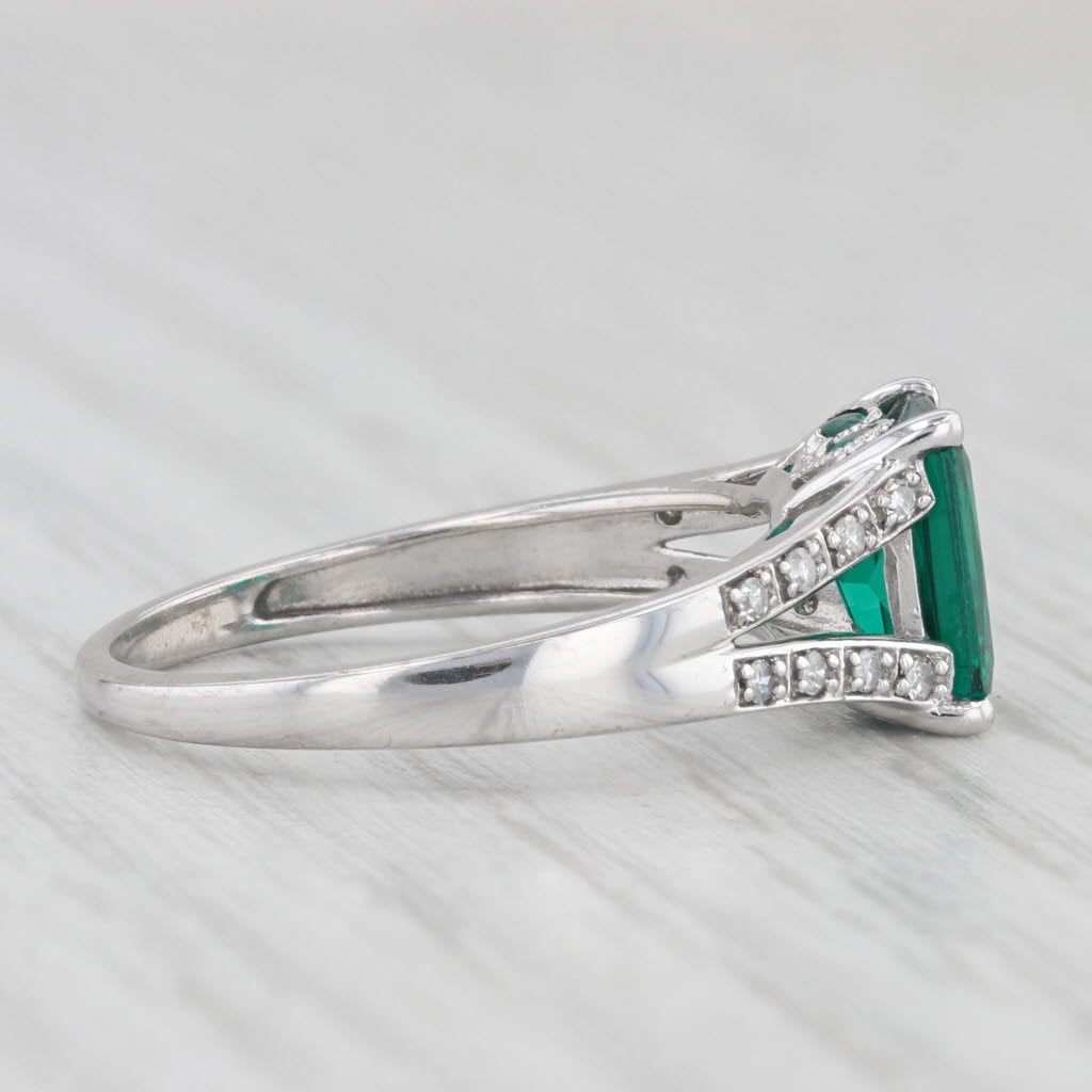 Light Gray 1.28ctw Lab Created Emerald Diamond Ring 10k White Gold Size 6.75 Engagement