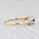 Vintage 0.60ctw Ruby Diamond Ring 14k-18k Ring Round Solitaire Engagement Sz 7
