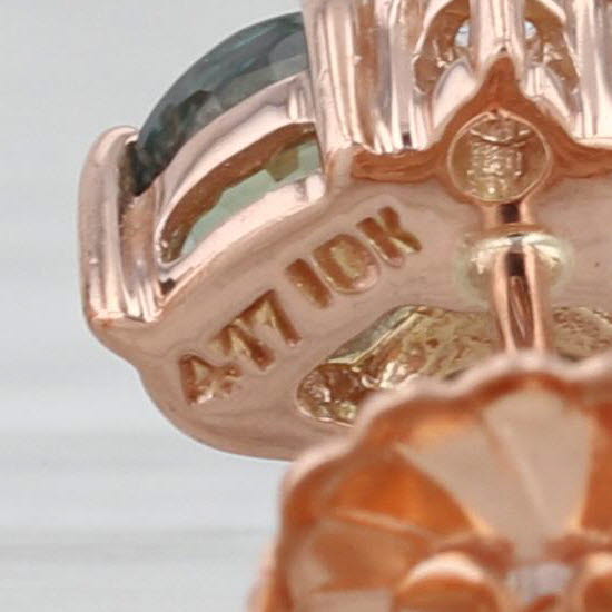 2.90ctw Zircon Green Sapphire Stud Earrings 10k Rose Gold Studs