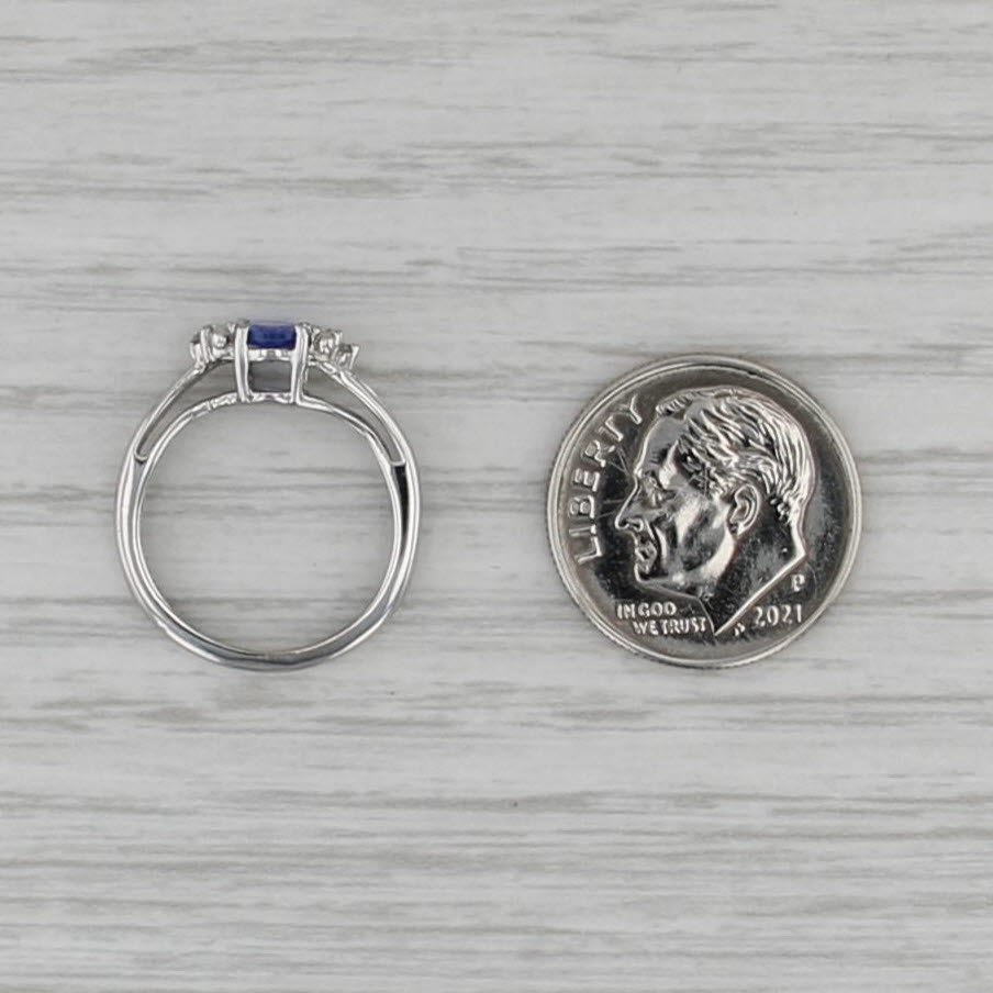 0.30ct Tanzanite Diamond Ring 10k White Gold Small Size 3.25