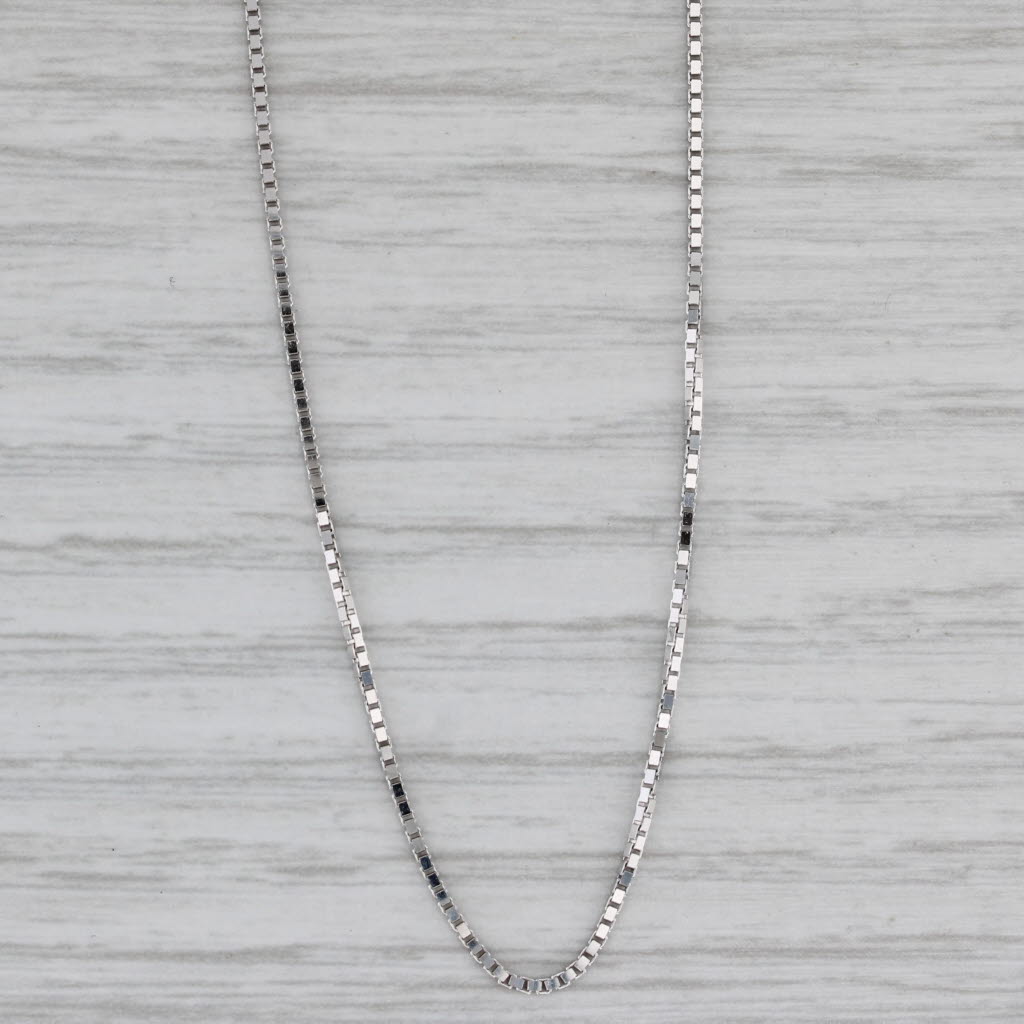 Gray New Box Chain Necklace 10k White Gold 20" 0.9mm